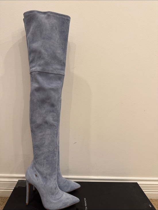 elisabetta franchi Shoes - Elisabetta Franchi Ice Blue Stretch Suede Over The Knee Boots EU 37 NWT